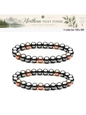 Copper Magnetic Therapy Bracelet Set Hypoallergenic Elastic